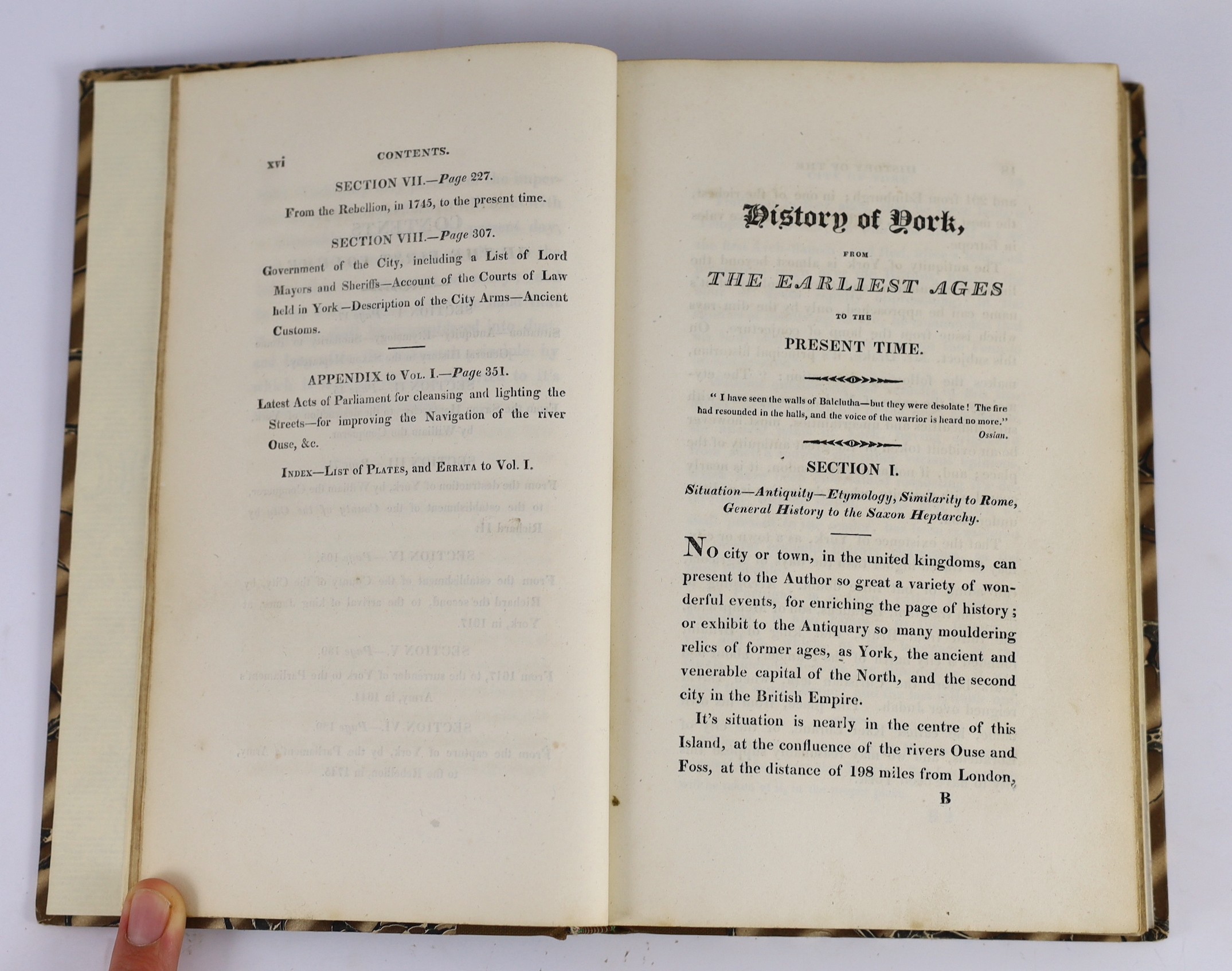 YORK: Hargrove, William - History and Description of the Ancient City of York ... enriched with much entirely new matter ... 2 vols (in 3). pictorial title vignettes, folded and coloured plan